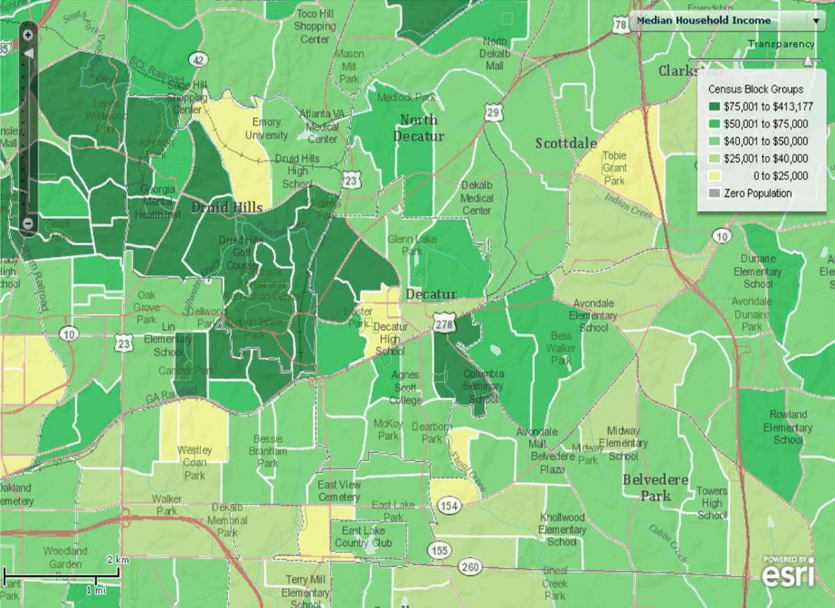 人口動態の地図アトランタ