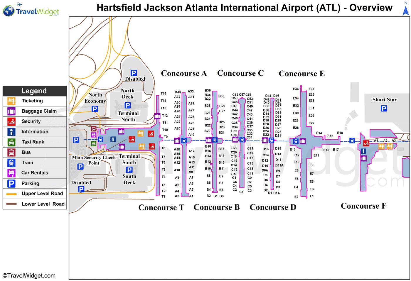 アトランタ空港地図 地図のハーツジャクソンアトランタ国際空港 アメリカ合衆国