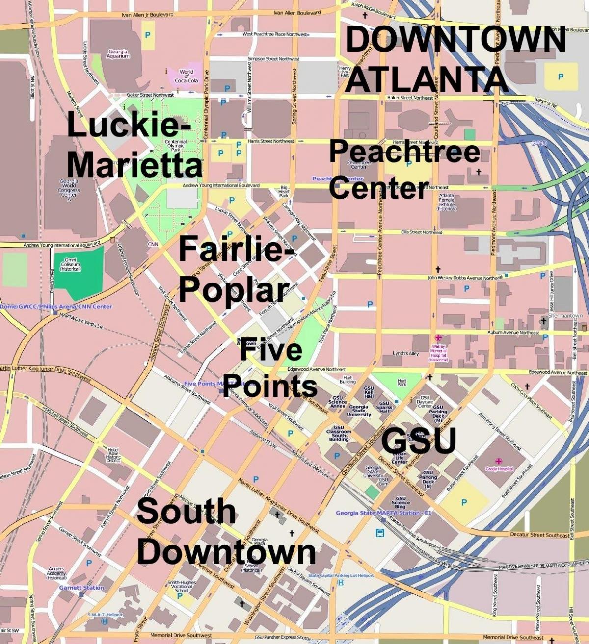 アトランタ市街地図 地図のウアトランタ 米国