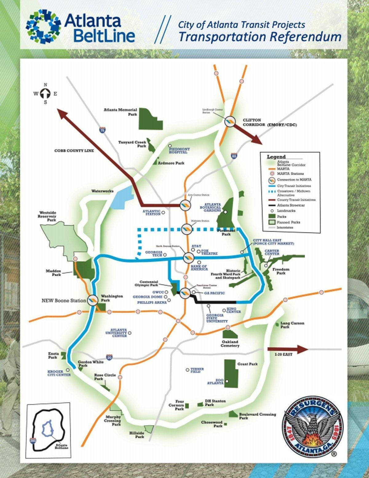 地図のアトランタbeltline