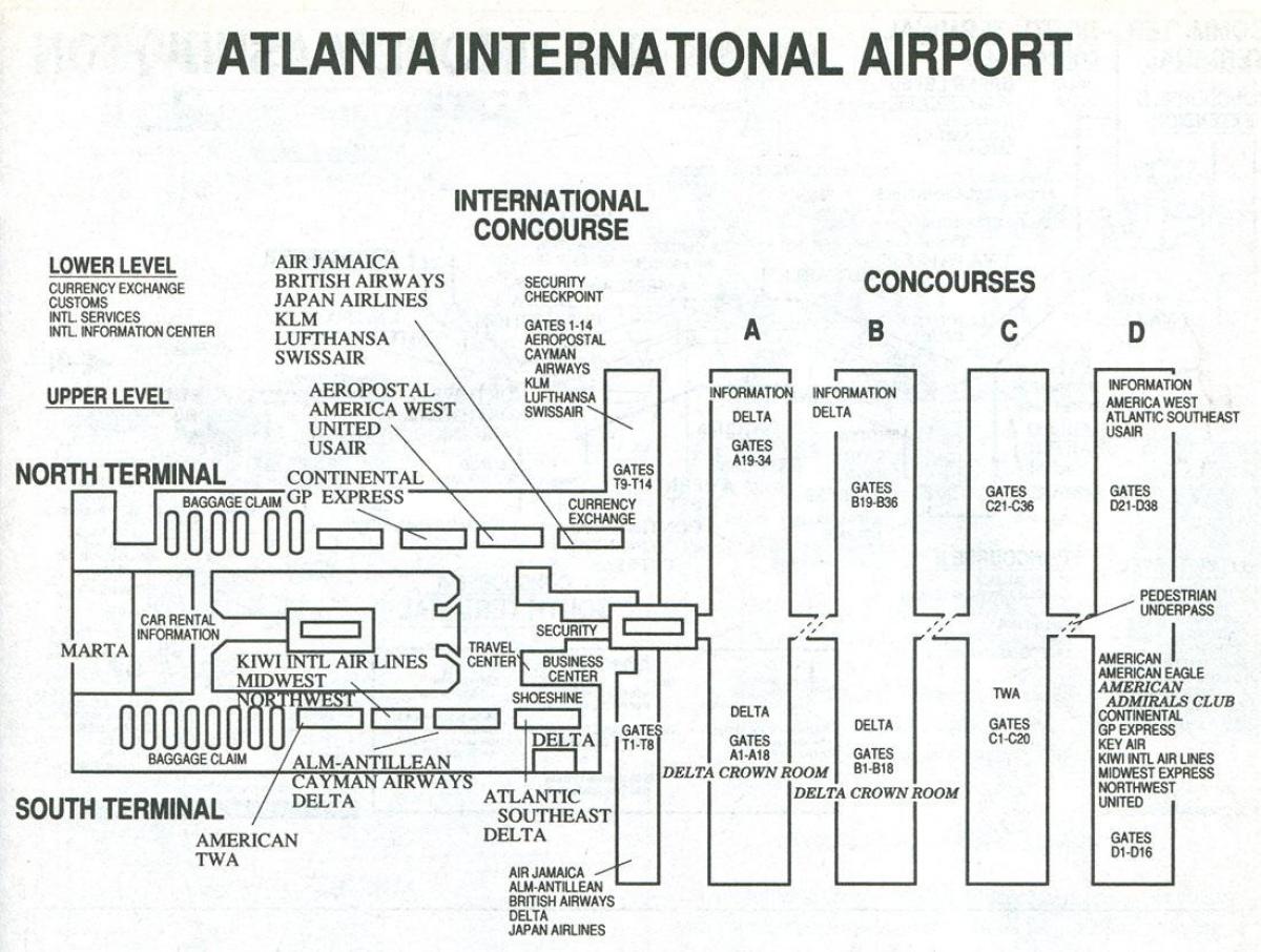 アトランタ空港ターミナルsの地図