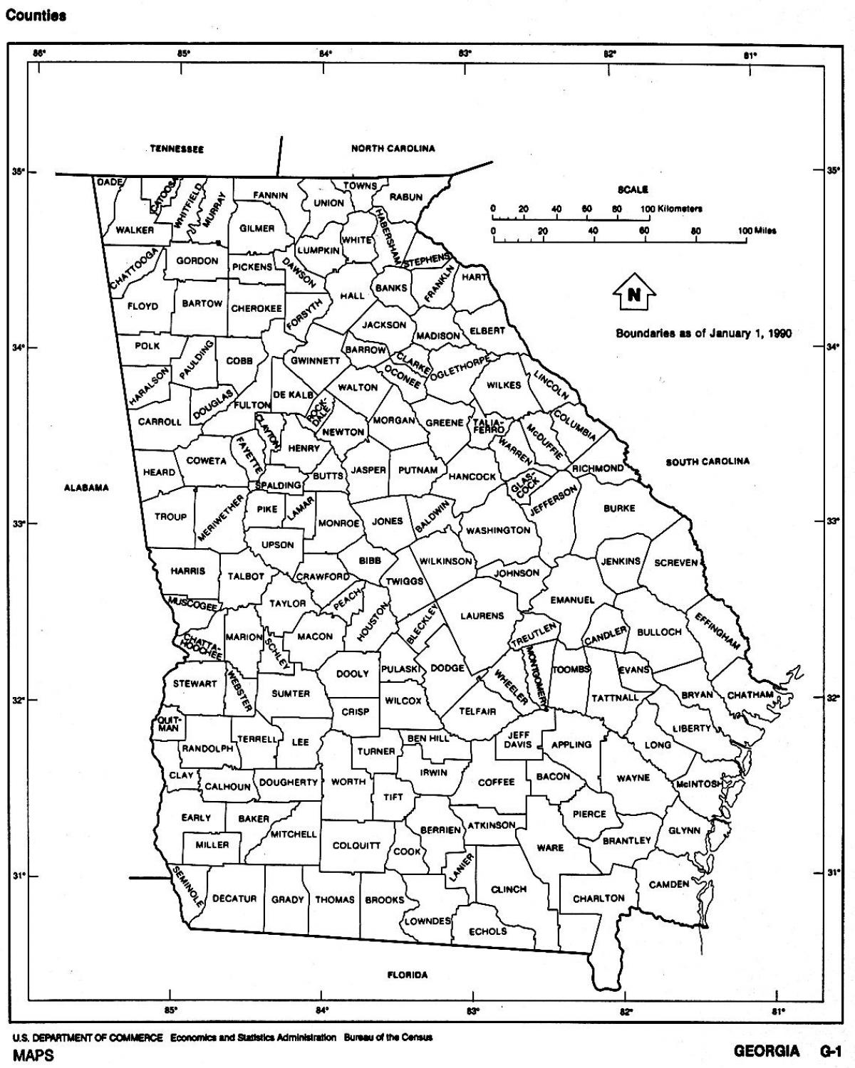 ジョージア州の地図