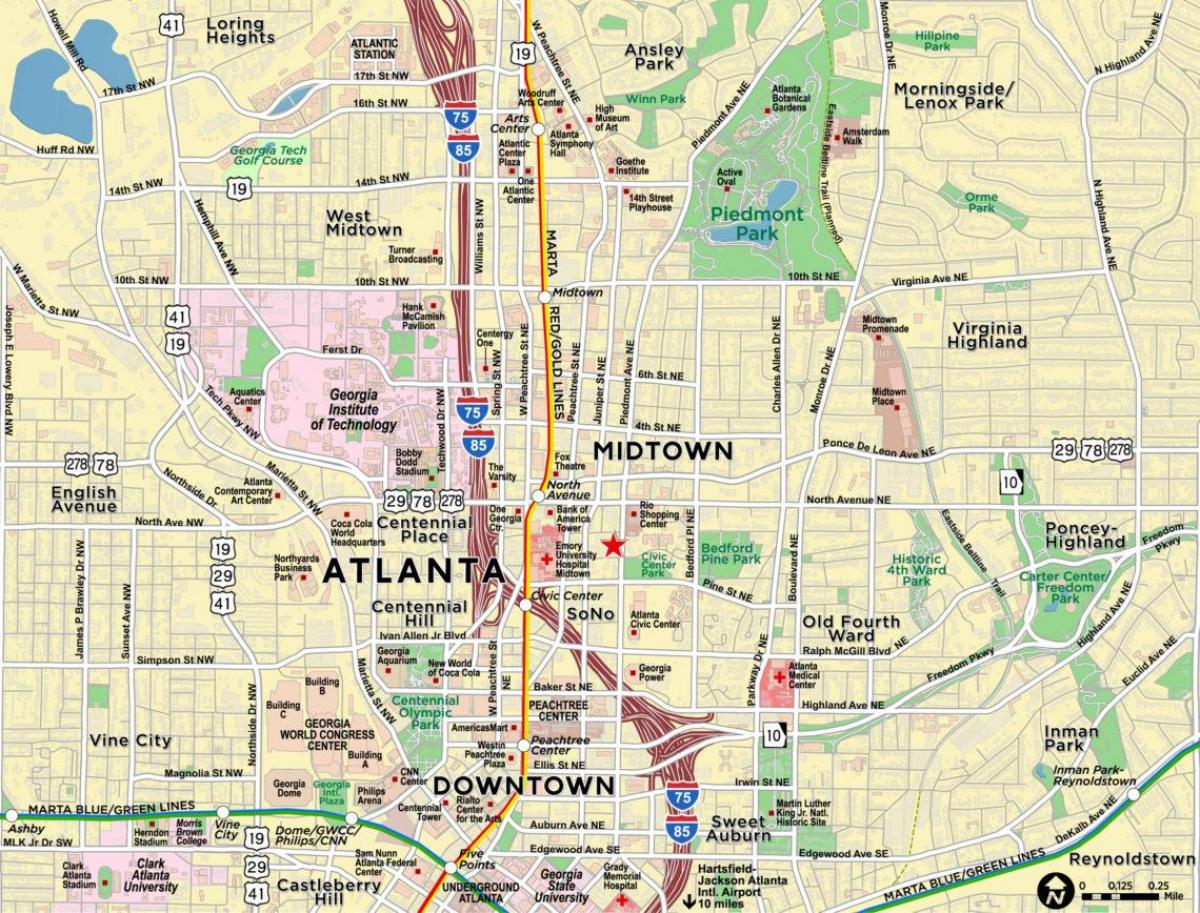 ミッドタウンアトランタの地図 